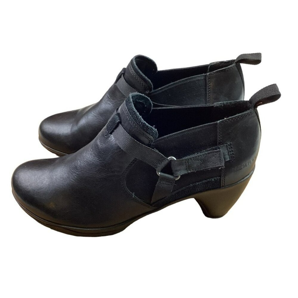 Merrell Leather Evera Shoes Rush Ankle Bootie Black  With Elastic Straps Size 8